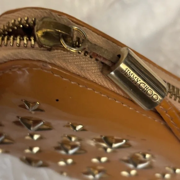 Jimmy Choo Star Studded Patent Leather Zip Wallet caramel/cognac - Picture 10 of 14